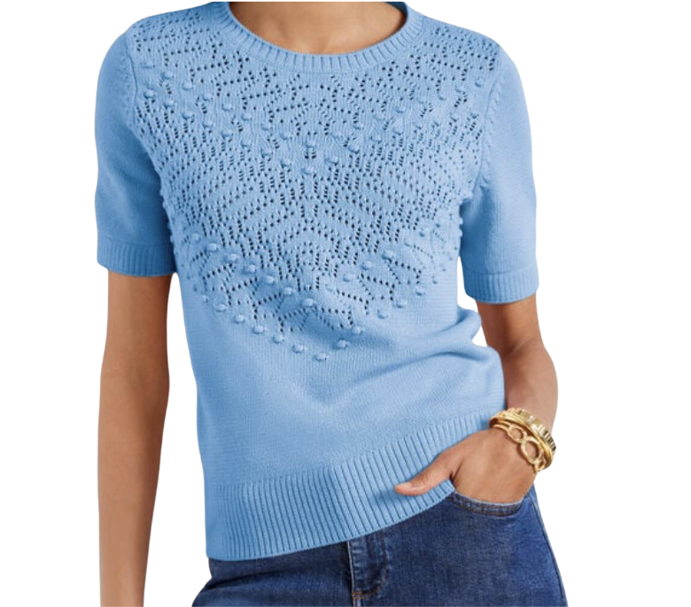 Open Stitch Crewneck Sweater